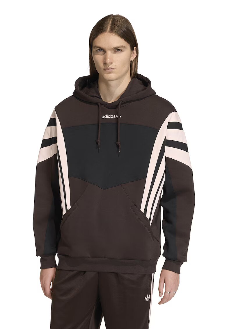 adidas Originals Худи Santiago с джоб кенгуру - Тъмнокафяв/Слонова кост/Черен