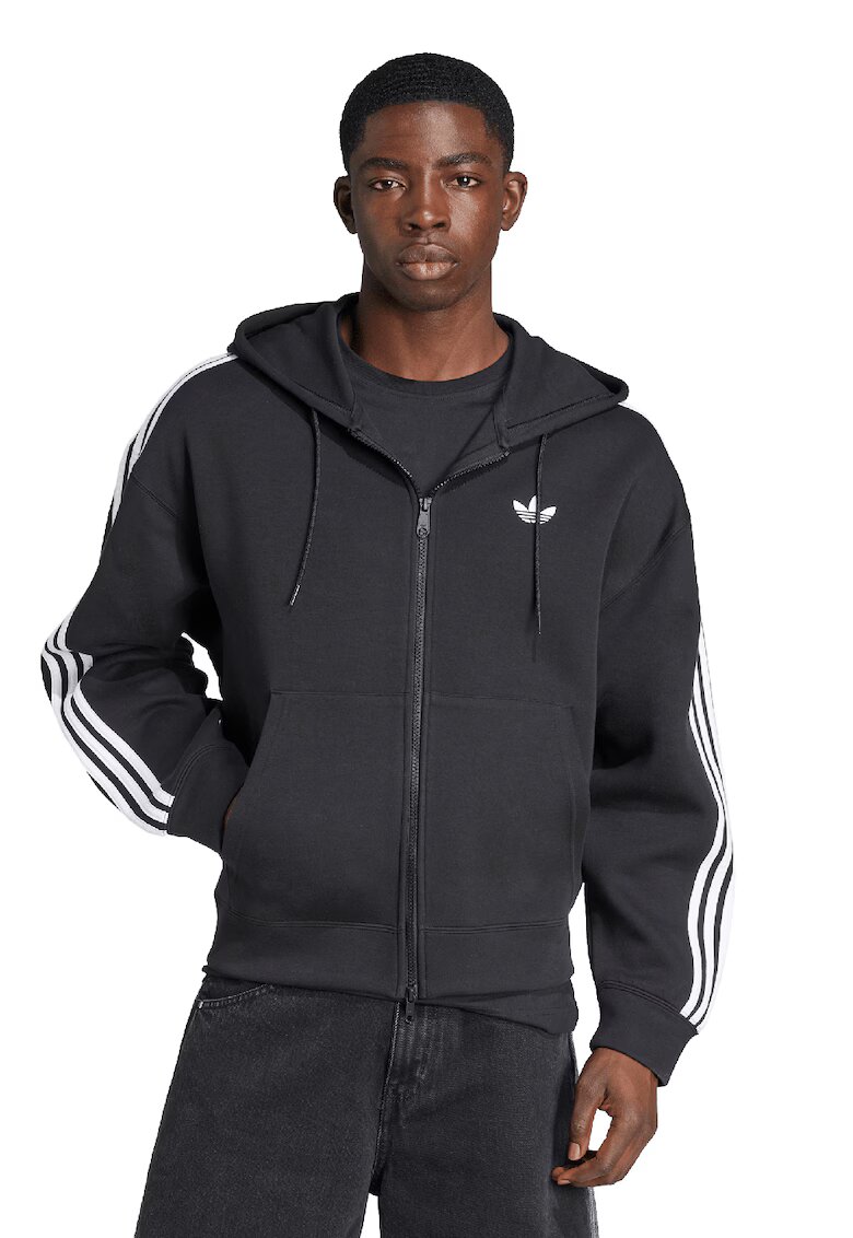 adidas Originals Худи Spacer с цип и скосени джобове - Бял/Черен
