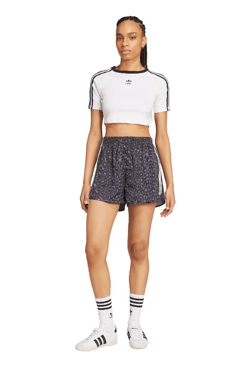 adidas Originals Къс панталон с висока талия Бял/Антрацитно сиво