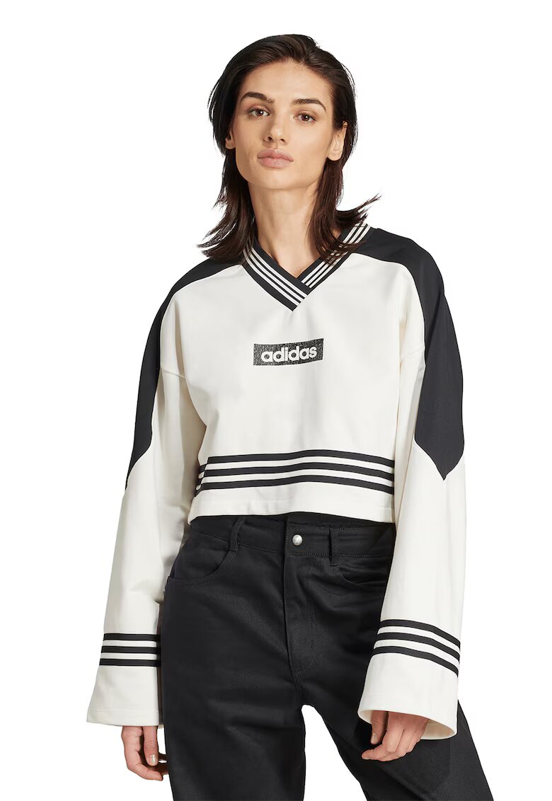 adidas Originals Къс шпиц суитшърт - Избеляло черно/Мръснобял
