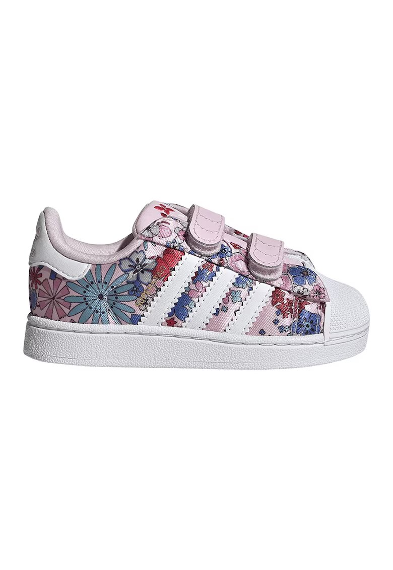 adidas Originals Кожени маратонки с велкро и принт - Червен/Пастелнорозов/Бял