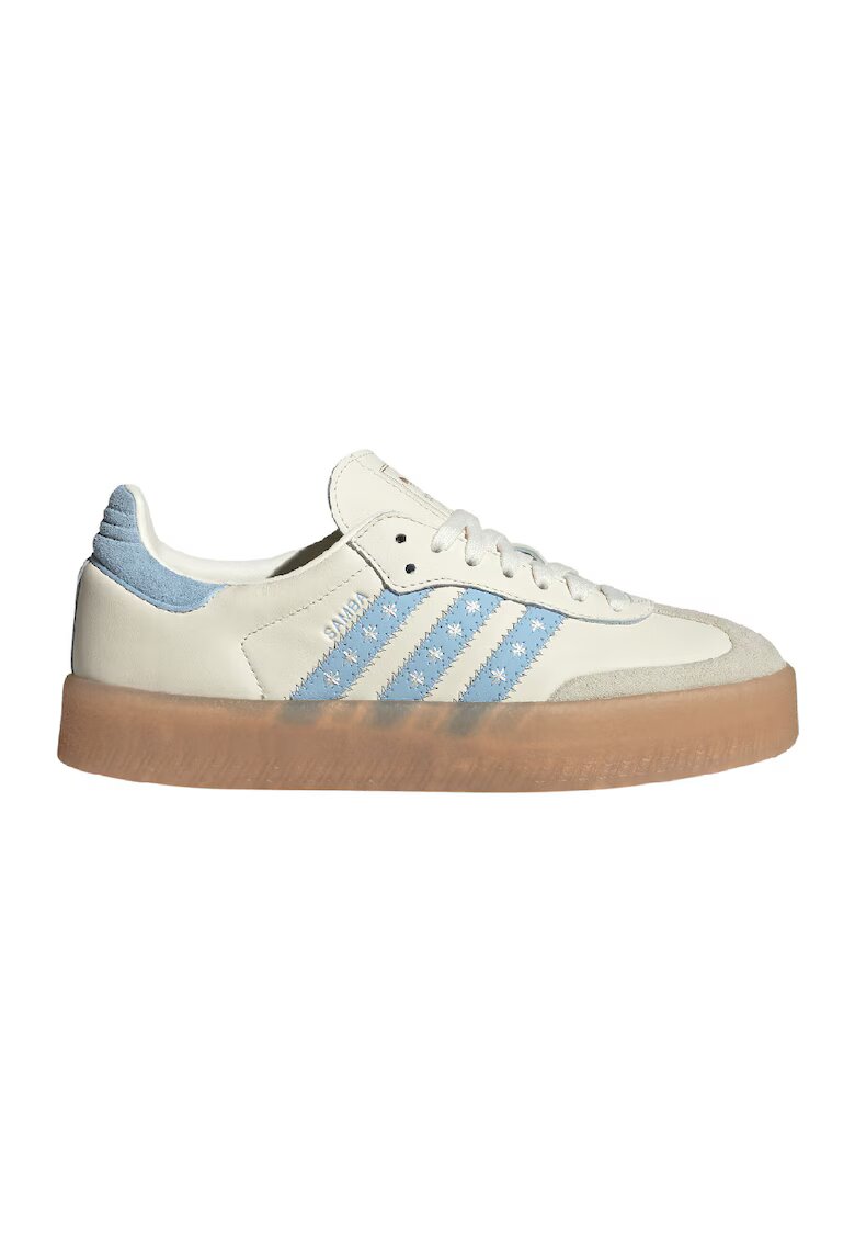 adidas Originals Кожени маратонки Samba с бродерии - Слонова кост/Син