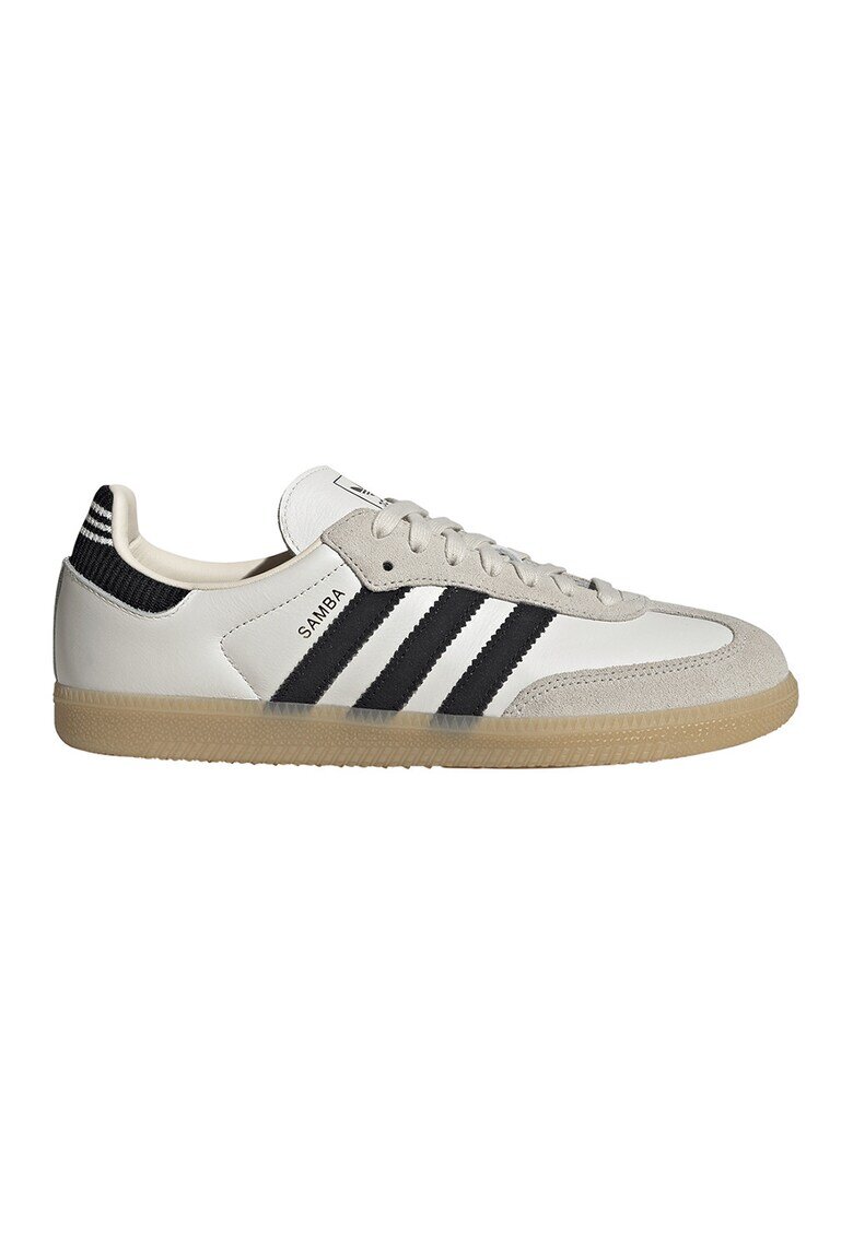 adidas Originals Кожени маратонки Samba с велур - Бял/Черен