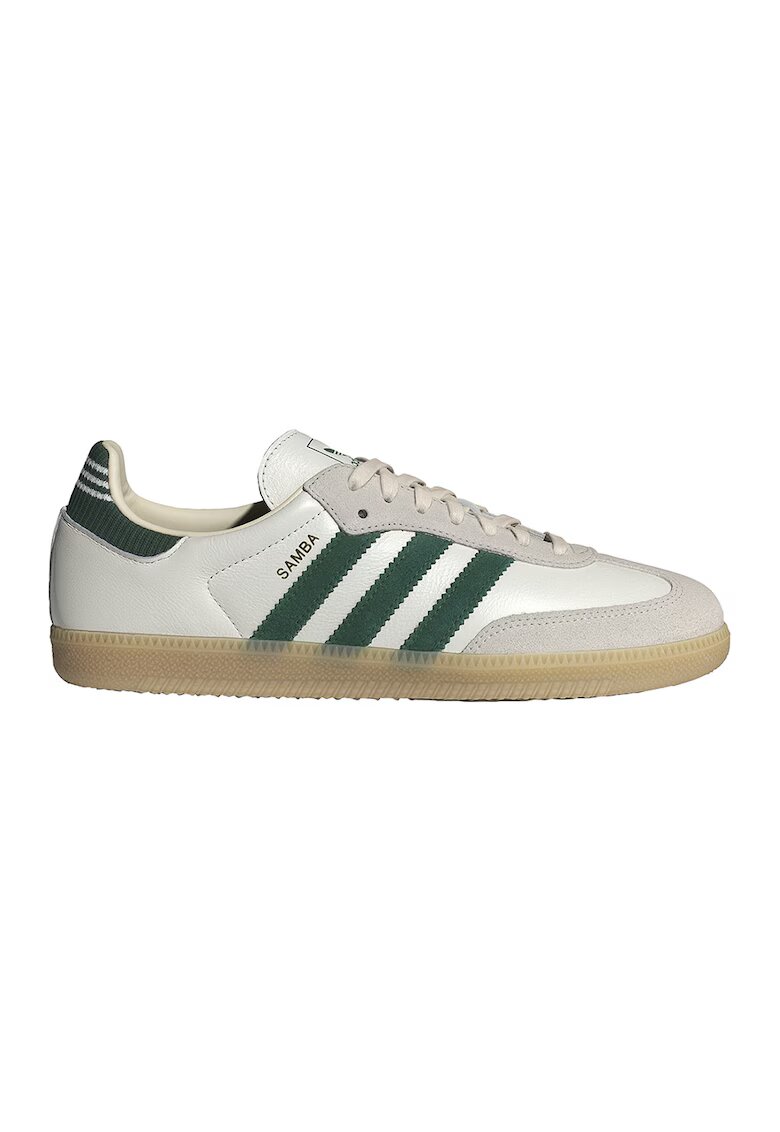 adidas Originals Кожени маратонки Samba с велур - Бял/Зелен