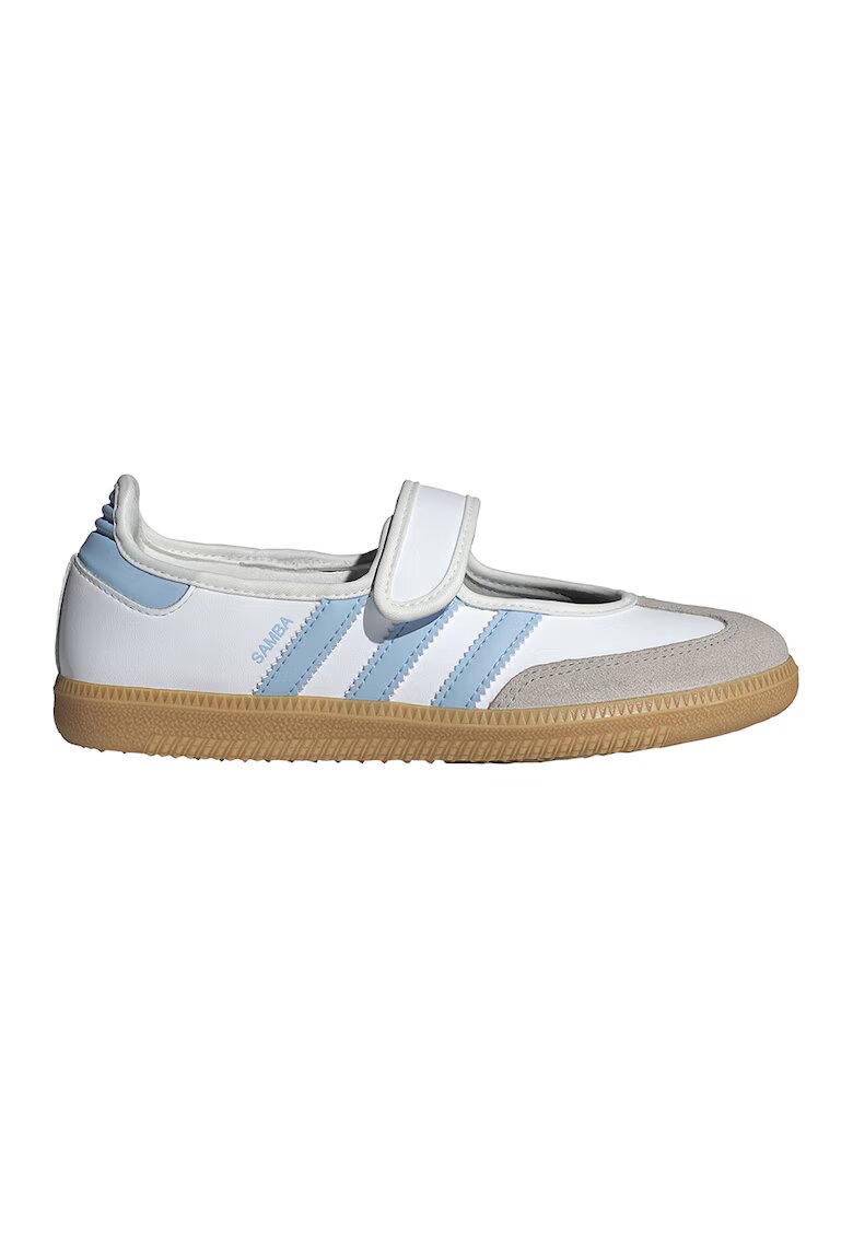adidas Originals Кожени пантофки Samba с велкро - Бял/Светлосин