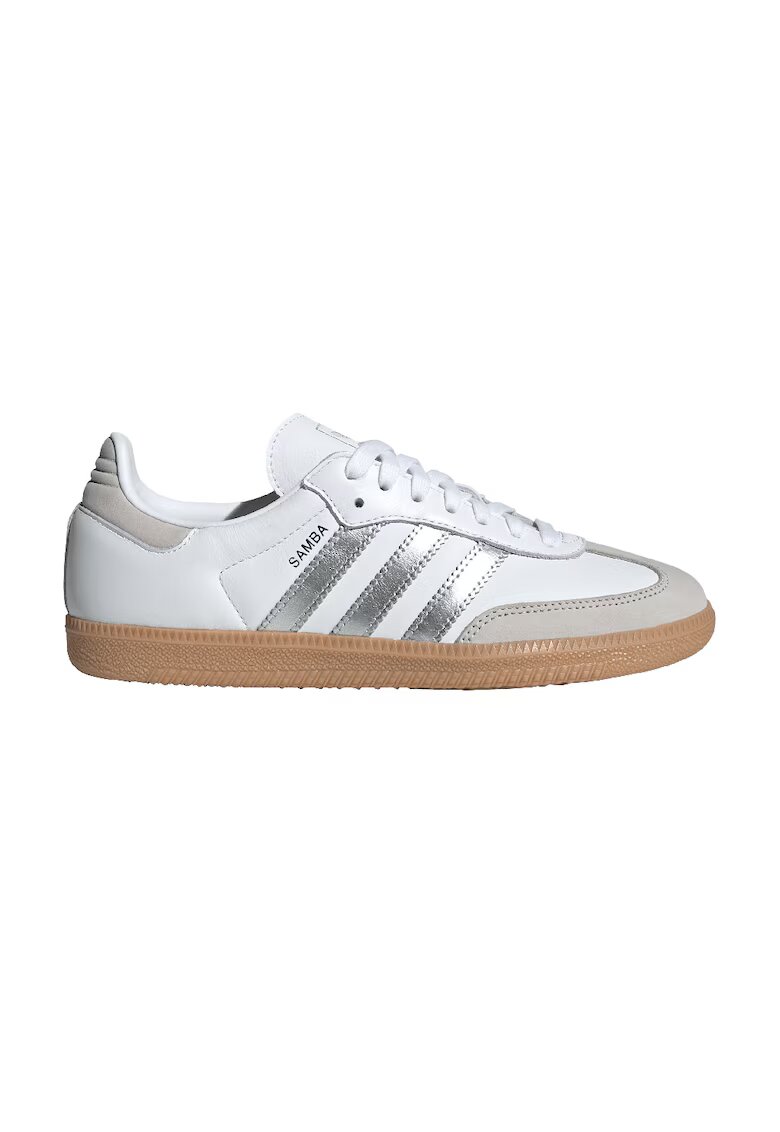 adidas Originals Кожени спортни обувки Samba OG с велур - Бял/Сребрист