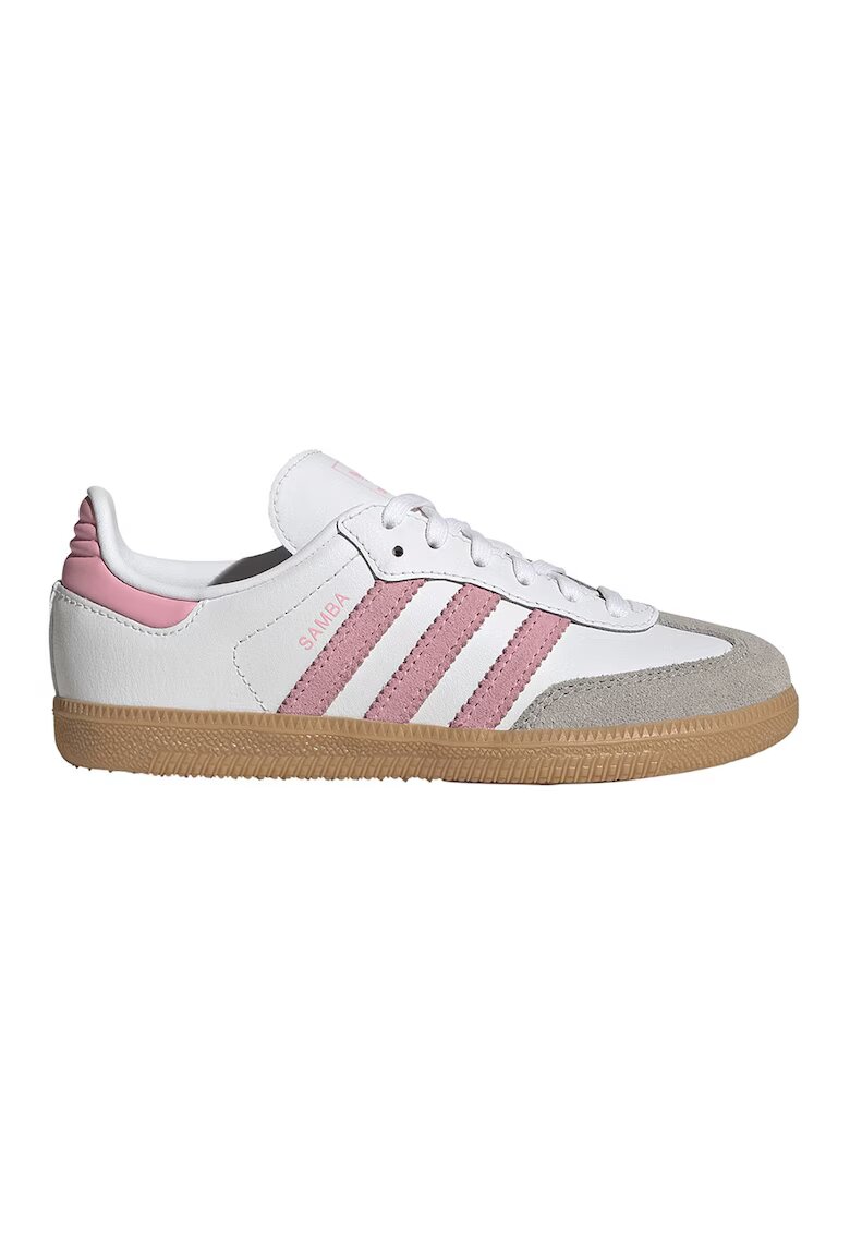 adidas Originals Кожени спортни обувки Samba OG с велур - Светло сив/Пастелнорозов/Мръснобял