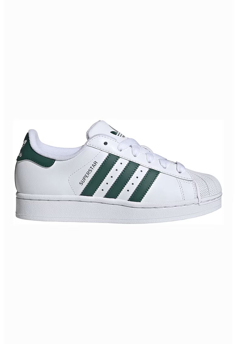 adidas Originals Кожени спортни обувки Superstar II - Бял/Тъмнозелен