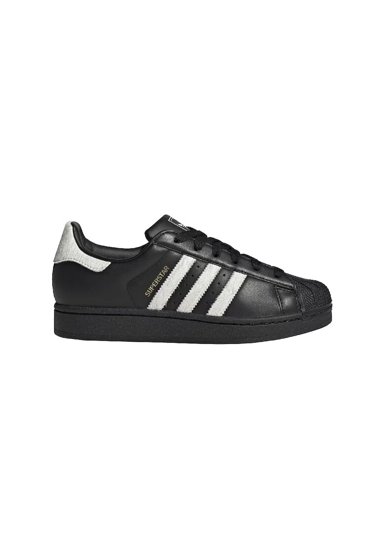adidas Originals Кожени спортни обувки Superstar II с велур - Бял/Черен