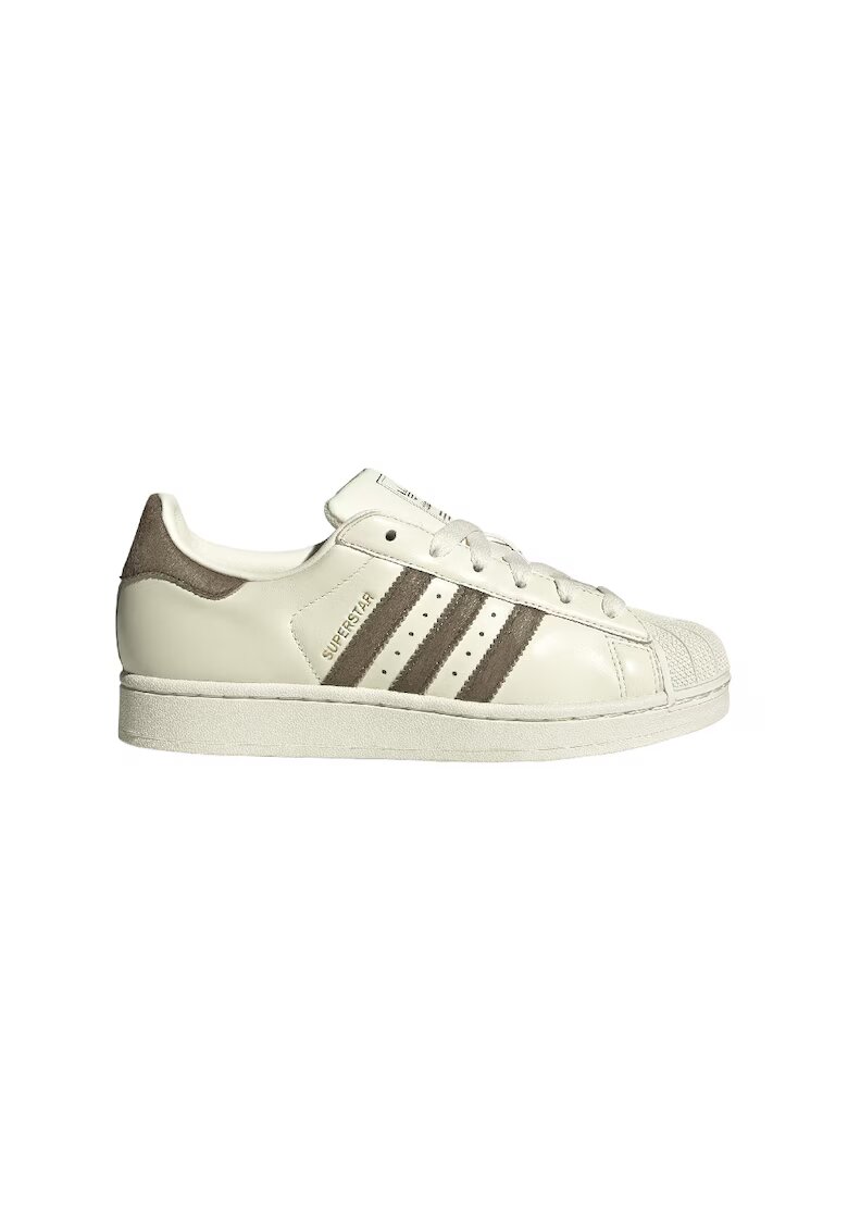 adidas Originals Кожени спортни обувки Superstar II с велур - Каки/Крем