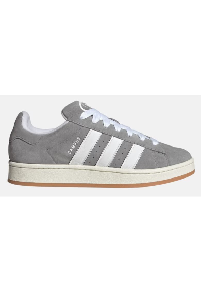 adidas Originals Мъжки спортни обувки Campus - първокласна кожа - мека подплата - сиво-бели -