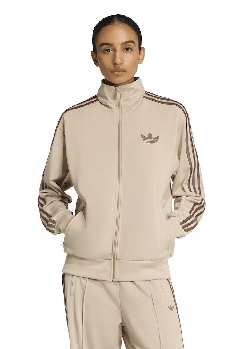 adidas Originals Олекотен суитшърт Firebird с цип - Бежов/Каки