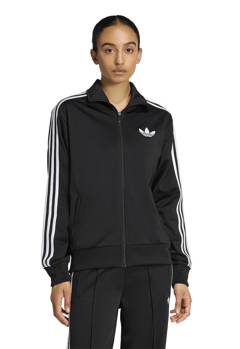 adidas Originals Олекотен суитшърт Firebird с цип - Бял/Черен