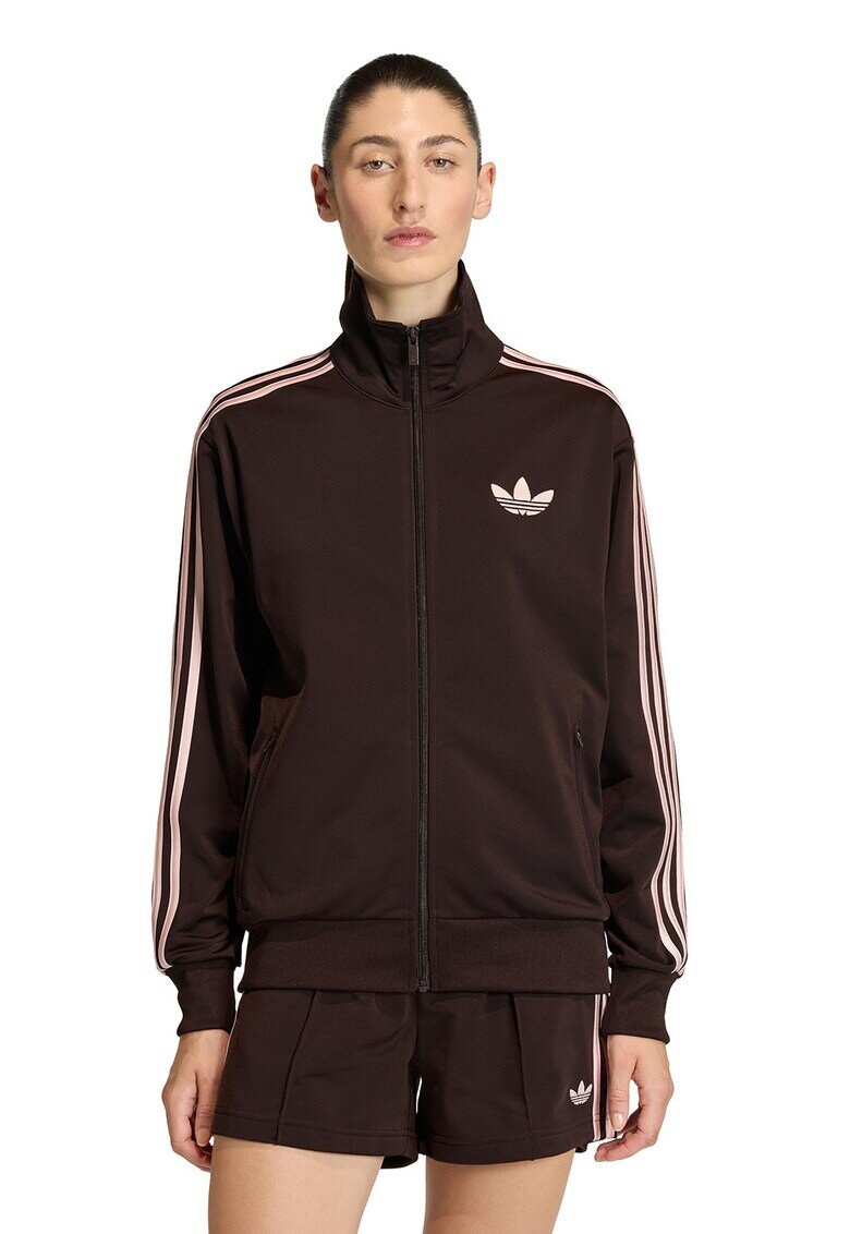 adidas Originals Олекотен суитшърт Firebird с цип - Кафяв/Светлорозов