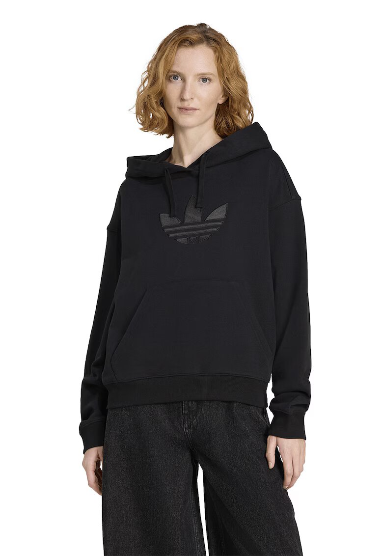 adidas Originals Памучно худи с лого - Черен