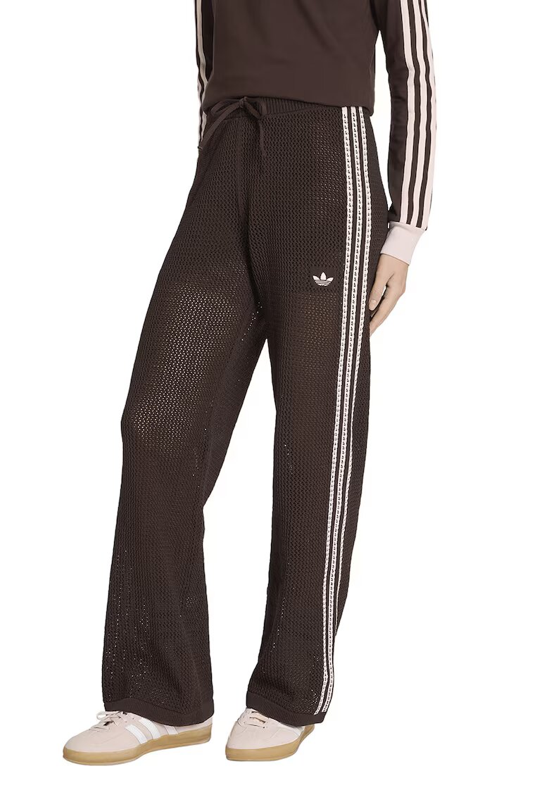 adidas Originals Панталон от кроше с ажур - Слонова кост/Кафяв