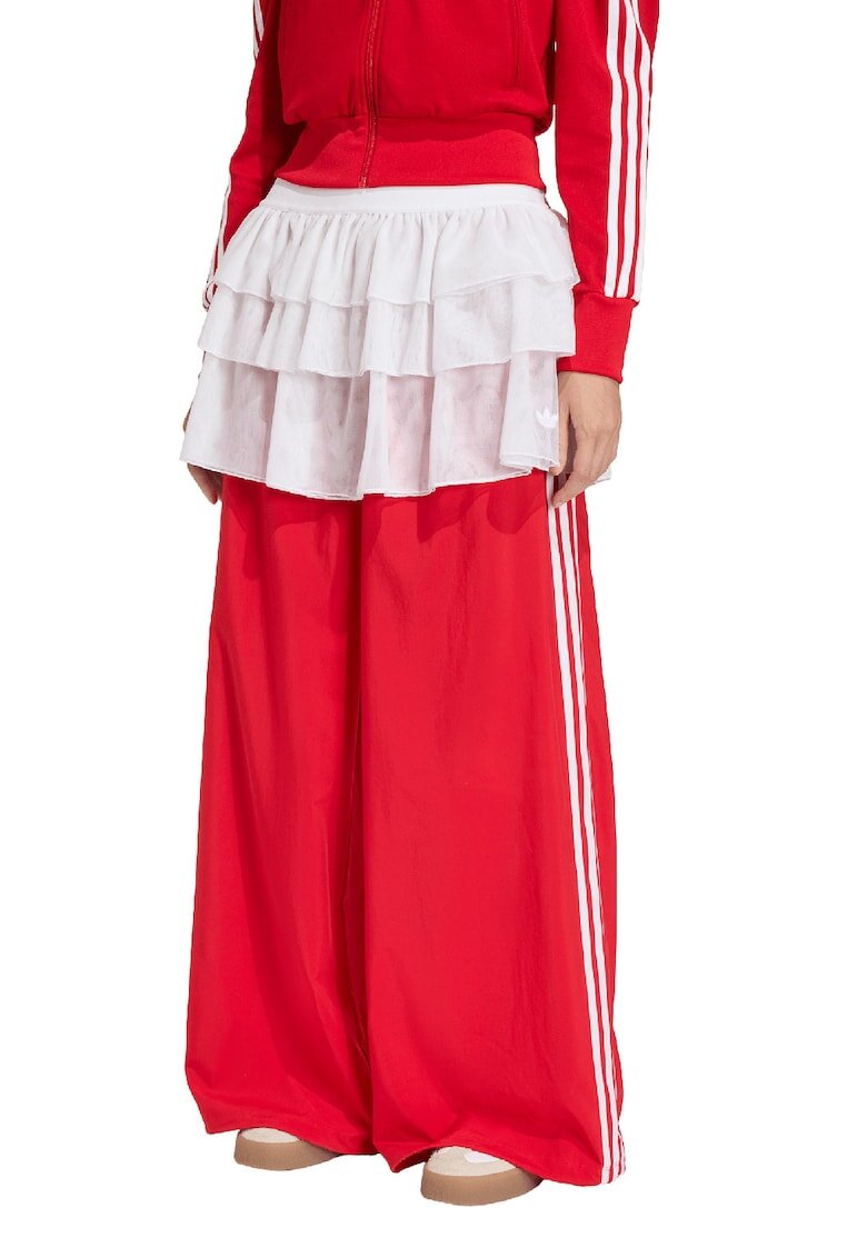adidas Originals Панталон с широк крачол и набирания - Червен/Бял