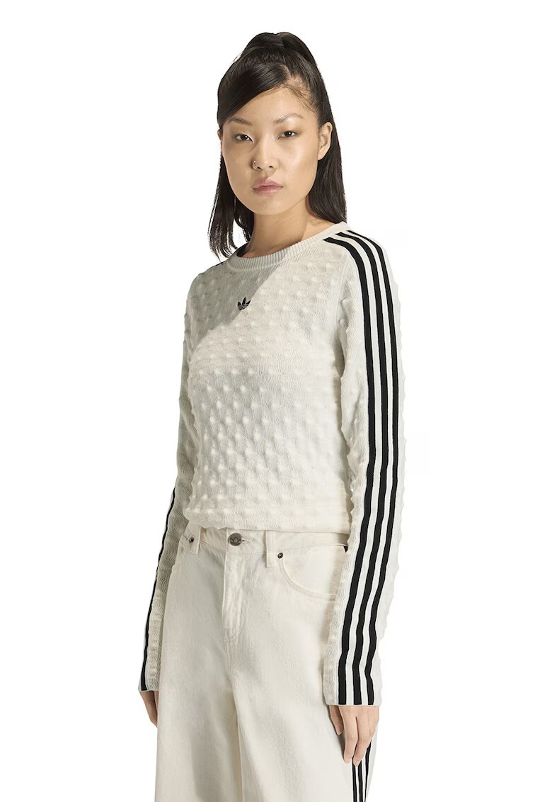 adidas Originals Релефна блуза с вълна - Слонова кост/Черен