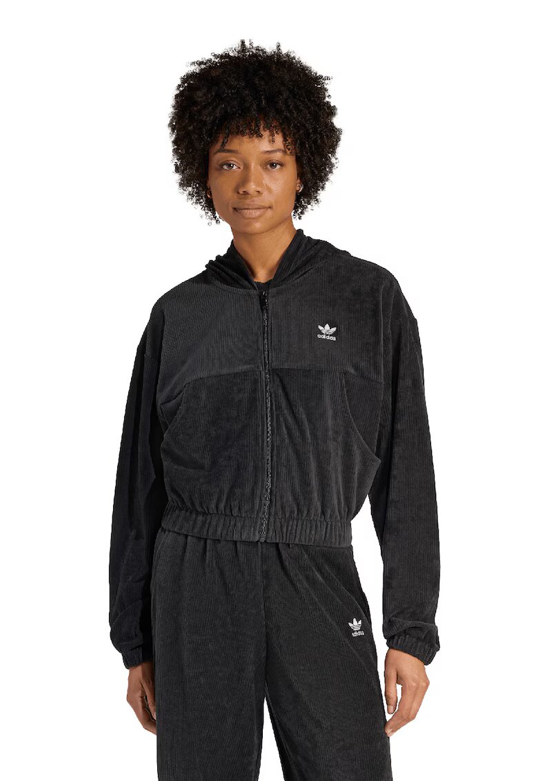 adidas Originals Рипсено худи с цип и джобове