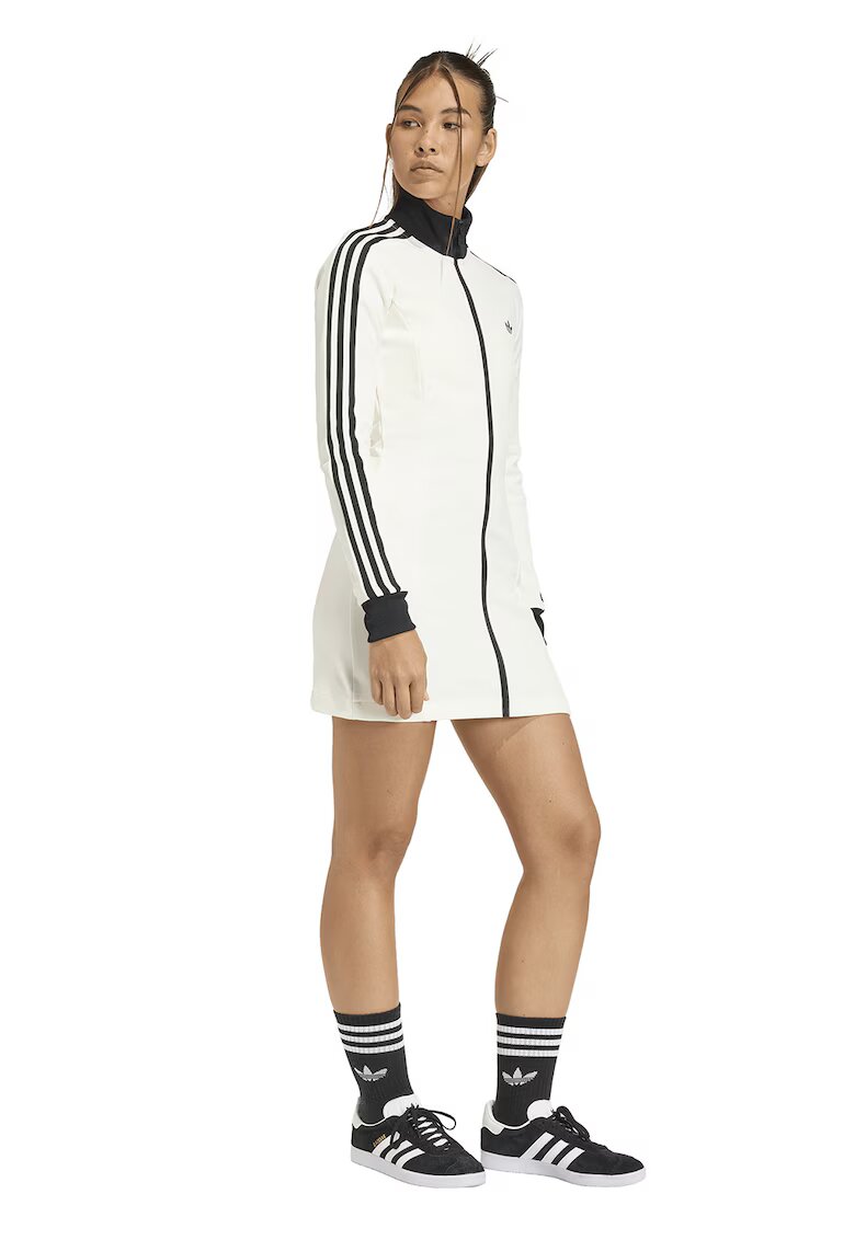 adidas Originals Рокля с къс цип и лого - Слонова кост/Черен