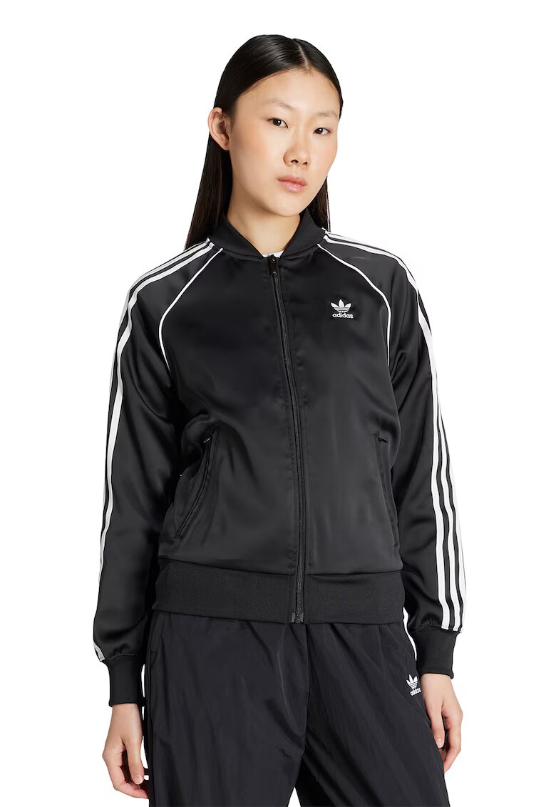 adidas Originals Сатиниран суитшърт SST с цип - Черен/Мръснобял