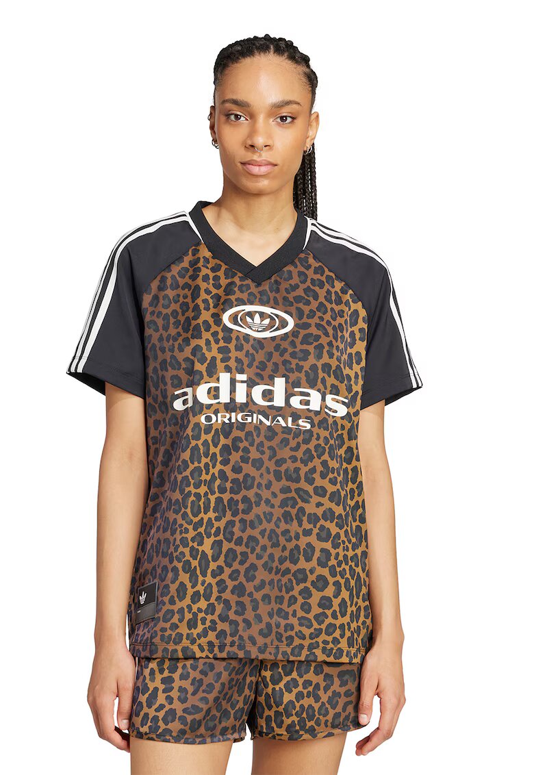 adidas Originals Шпиц тениска с принт и лого - Бял/Черен/Карамел