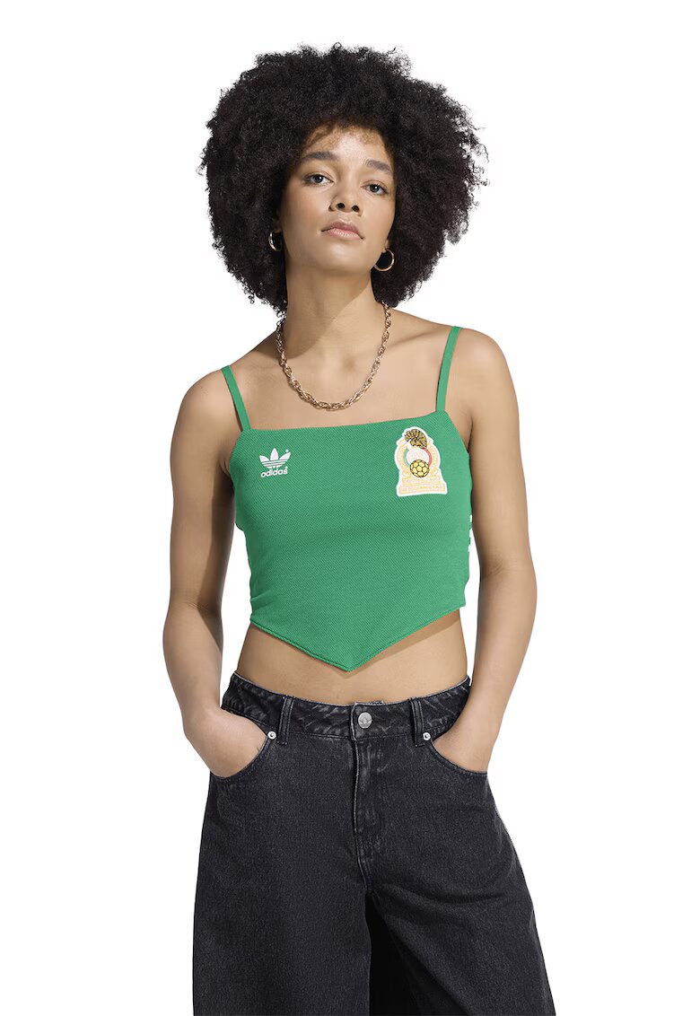 adidas Originals Слим къс топ Mexico - Аква зелено