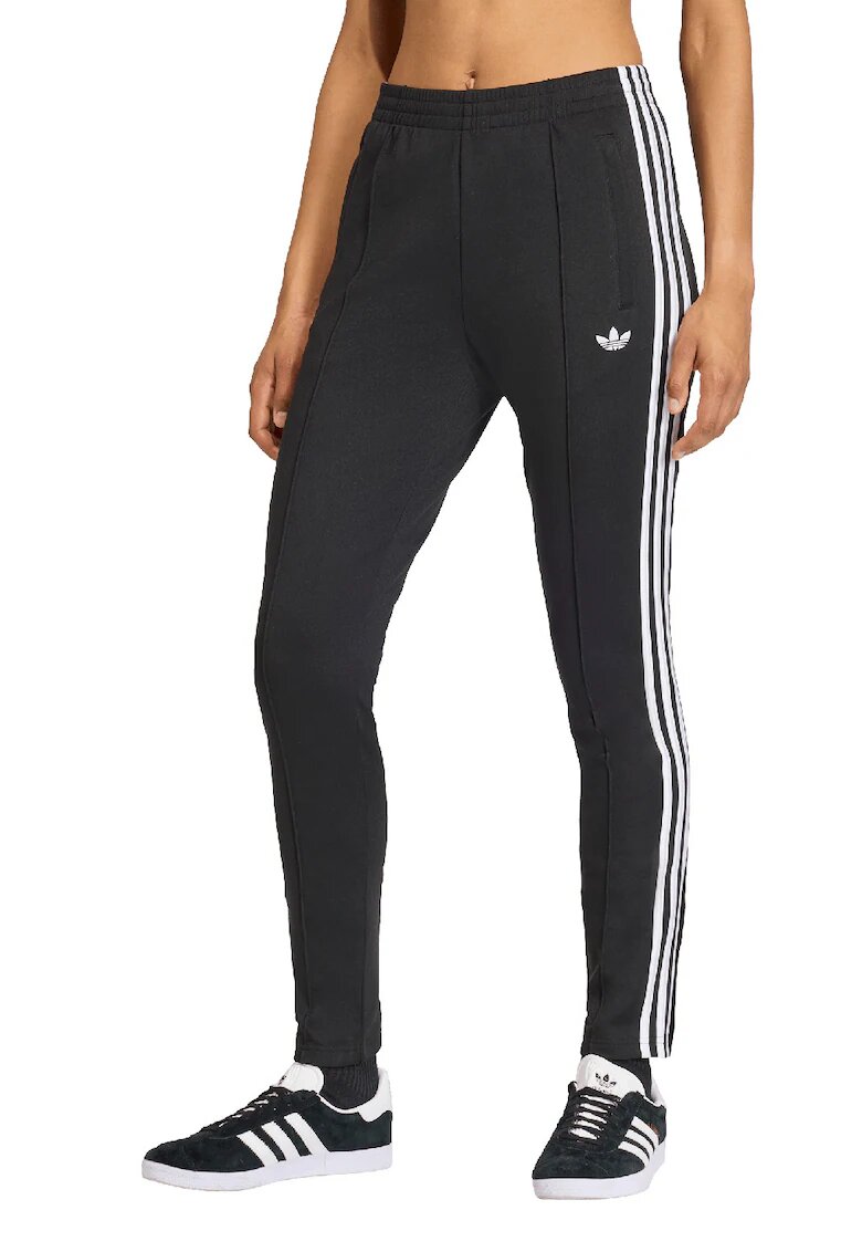 adidas Originals Слим спортен панталон с лого - Бял/Черен