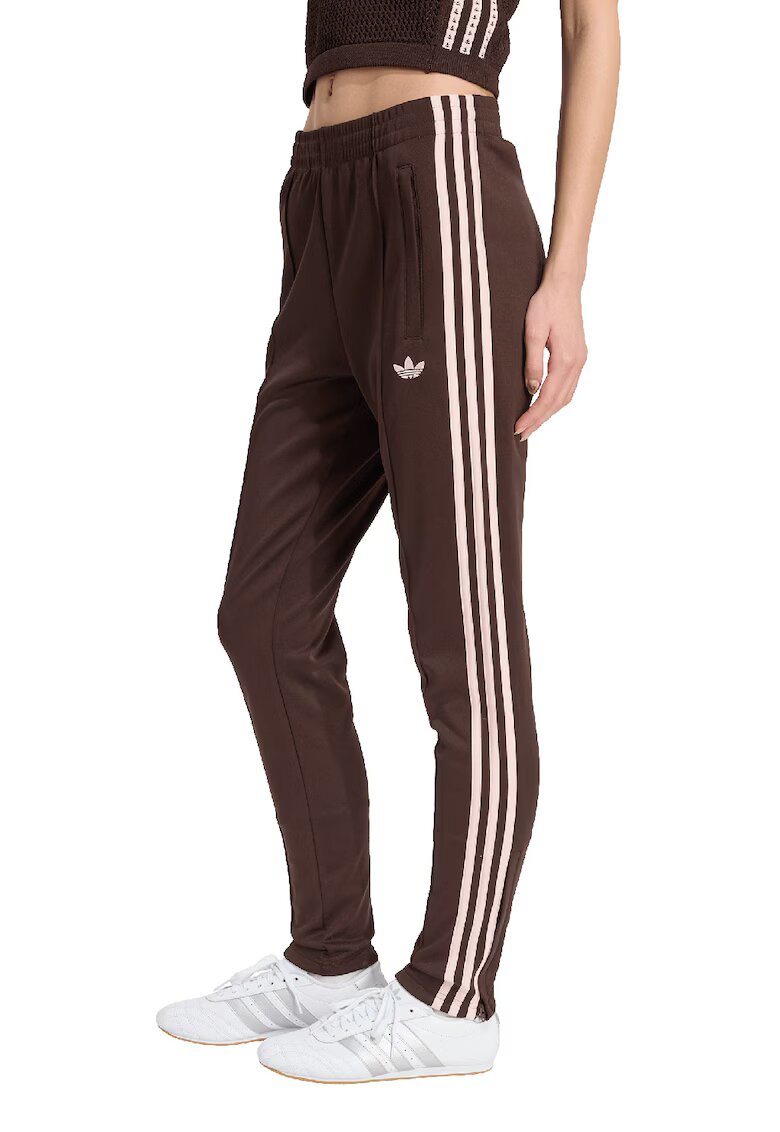 adidas Originals Слим спортен панталон с лого - Кафяв/Розово