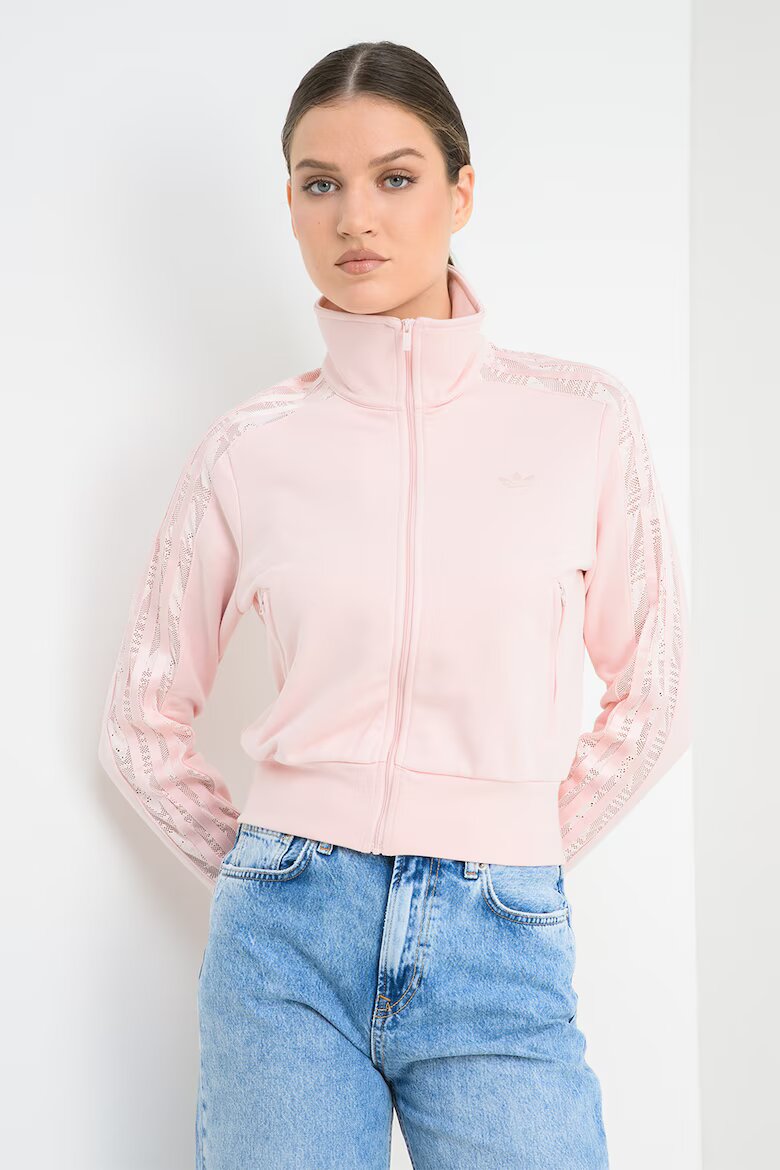 adidas Originals Слим суитшърт Firebird с дантела Пастелнорозов