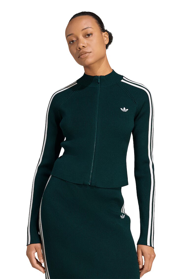 adidas Originals Слим жилетка с цип - Бял/Бледозелен