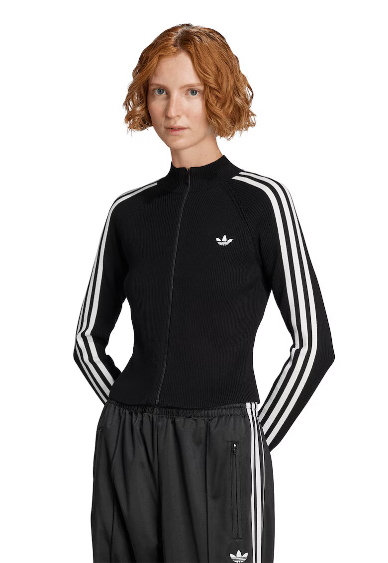 adidas Originals Слим жилетка с цип - Бял/Черен
