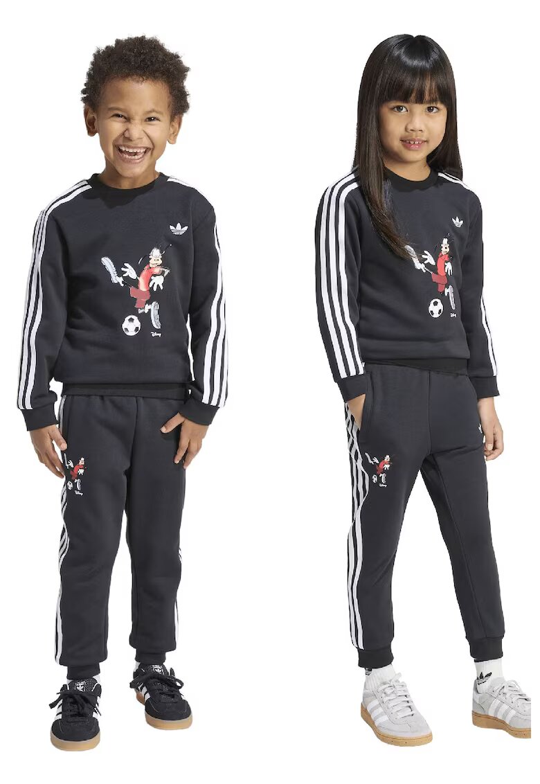 adidas Originals Спортен екип с шарка на Disney и контрасти - Бял/Корал/Антрацитно сиво