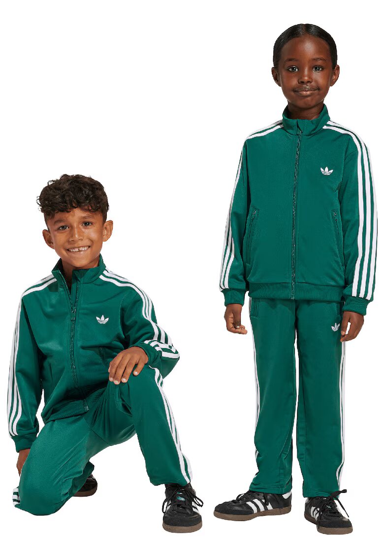 adidas Originals Спортен екип с цип и контрасти - Бял/Зелен