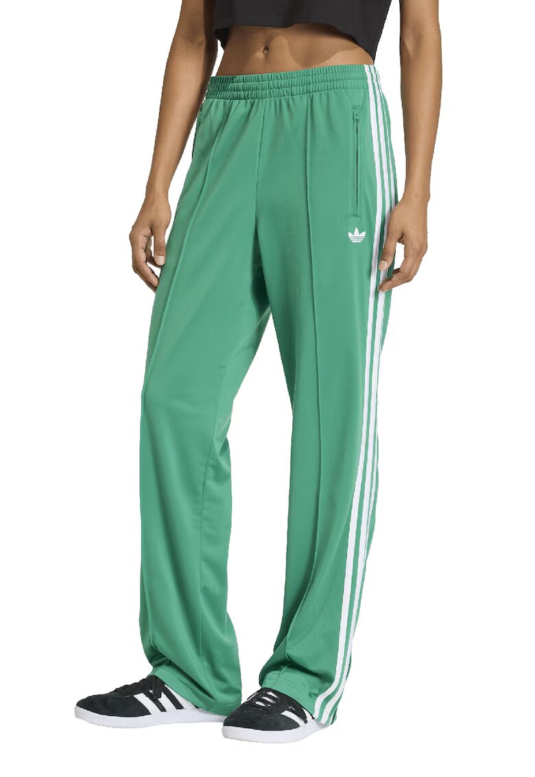 adidas Originals Спортен панталон Firebird с подгъви с цип - Бял/Зелен