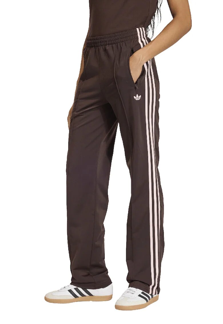 adidas Originals Спортен панталон Firebird с подгъви с цип - Тъмнокафяв/Светлорозов