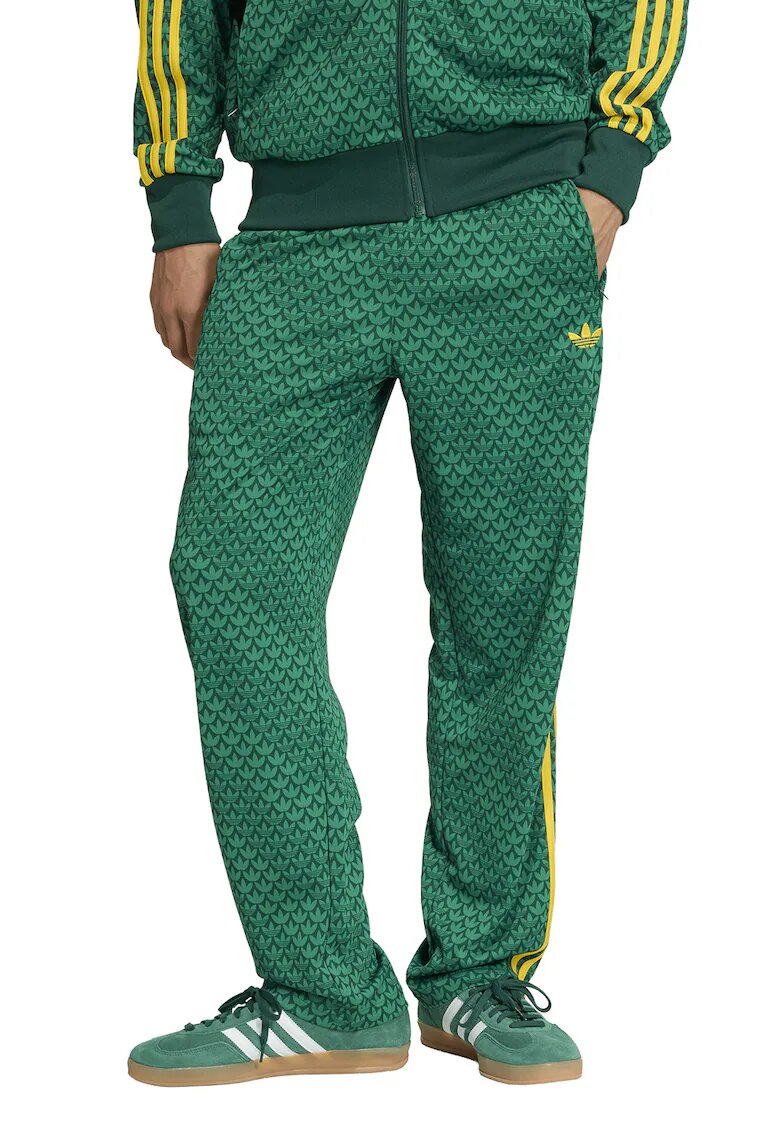 adidas Originals Спортен панталон с цепки с цип встрани и монограм - Зелен/Жълт