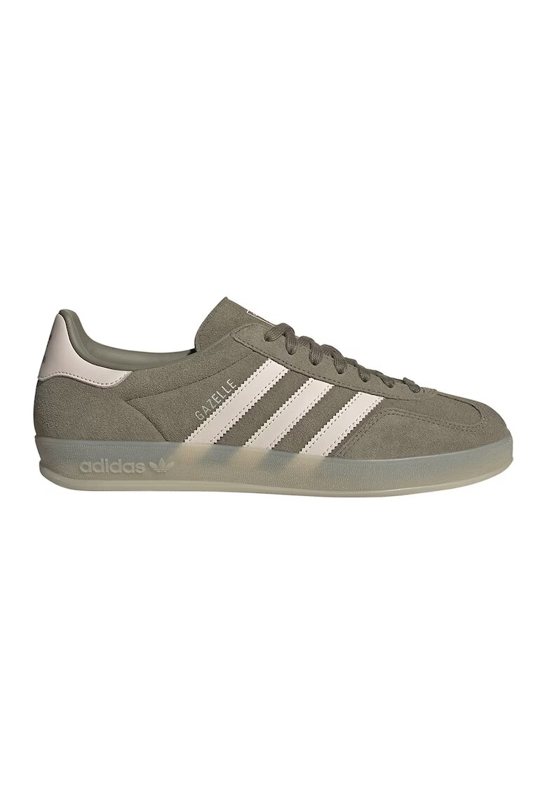 adidas Originals Спортни обувки Gazelle Indoor от велур с лого - Маслинено зелено/Светло бежово