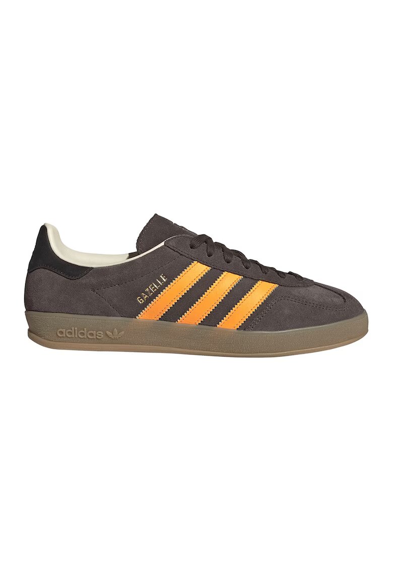 adidas Originals Спортни обувки Gazelle Indoor от велур с лого - Тъмнокафяв/Мандарина