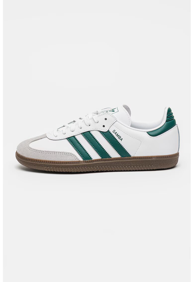 adidas Originals Спортни обувки Samba OG от еко кожа с велур - Бял/Тъмнозелен