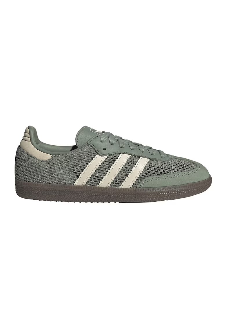 adidas Originals Спортни обувки Samba OG от велур и мрежеста материя - Слонова кост/Тъмнозелен