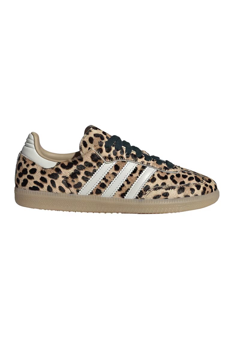 adidas Originals Спортни обувки Samba от кожа с косъм с десен - Тъмнокафяв/Бежов/Мръснобял