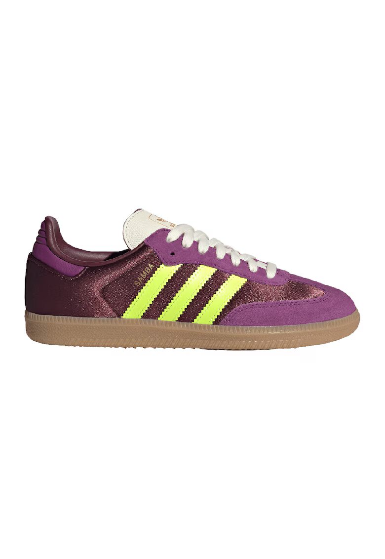 adidas Originals Спортни обувки Samba с велур - Тъмнокафяв/Неоново зелено/Розово
