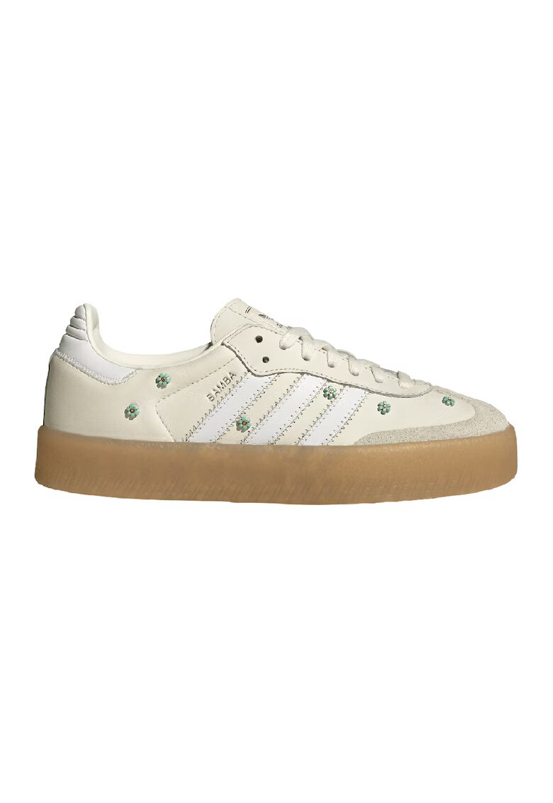 adidas Originals Спортни обувки Sambae от кожа и велур и флорални апликации - Зелен/Слонова кост