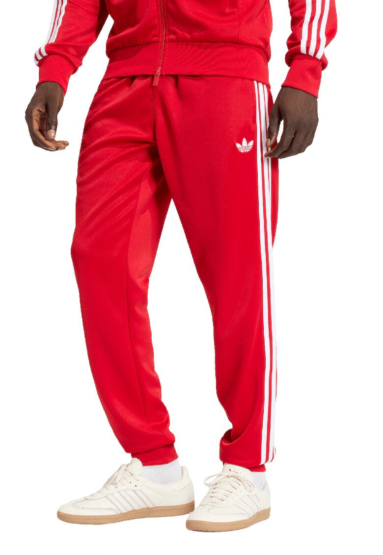 adidas Originals Стандартен спортен панталон с еластична талия - Бял/Тъмночервен