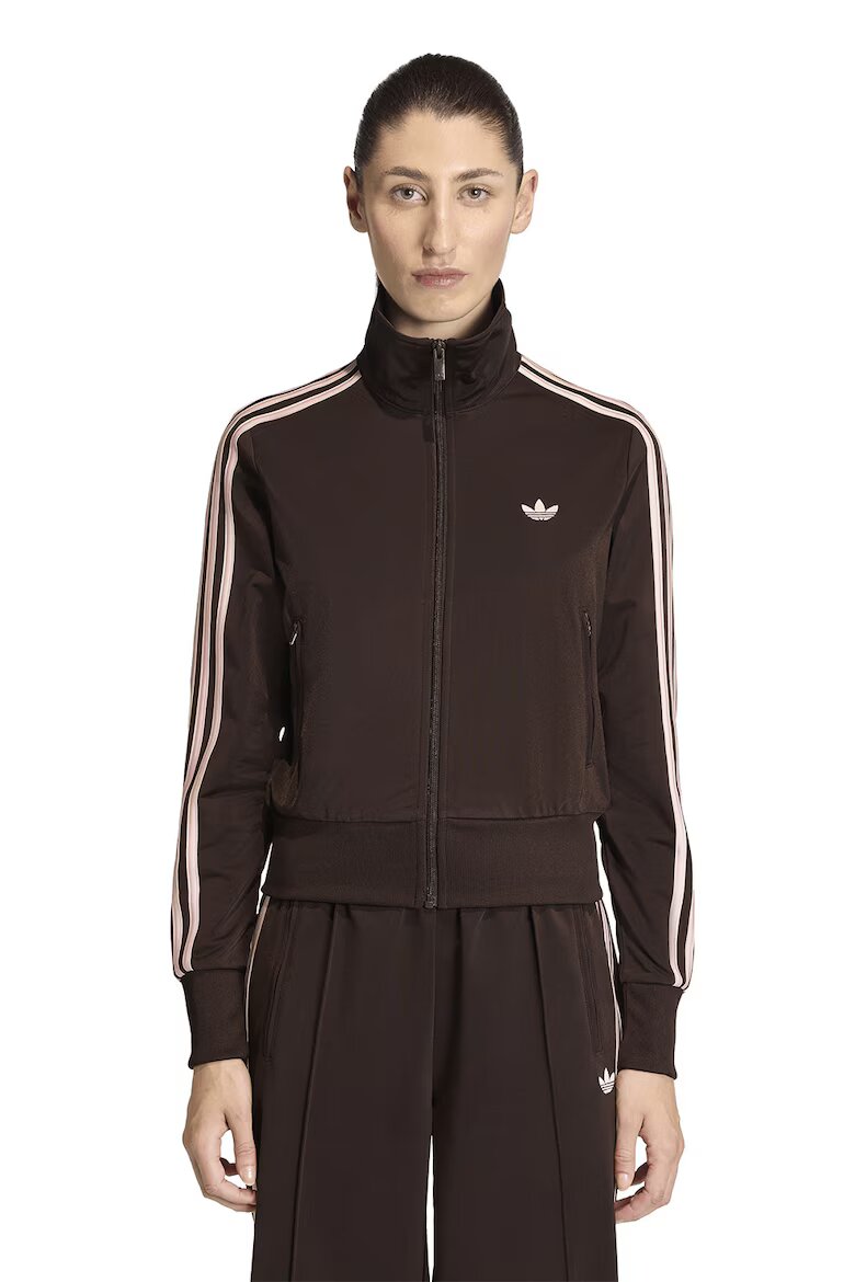 adidas Originals Суитшърт Classic с цип и лого Тъмнокафяв/Бледо розово