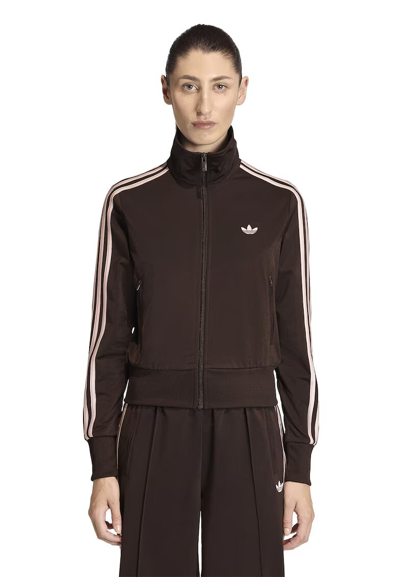 adidas Originals Суитшърт Classic с цип и лого - Тъмнокафяв/Бледо розово