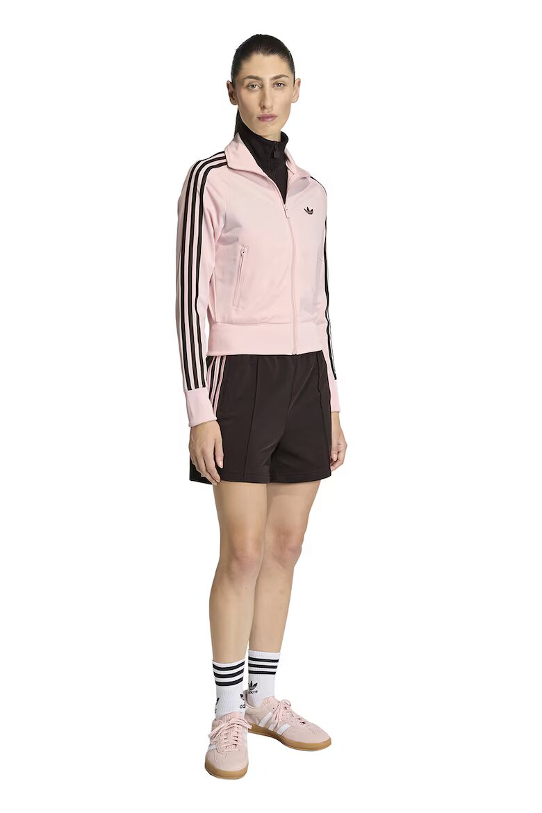 adidas Originals Суитшърт Classic с цип и лого Тъмнокафяв/Пастелнорозов