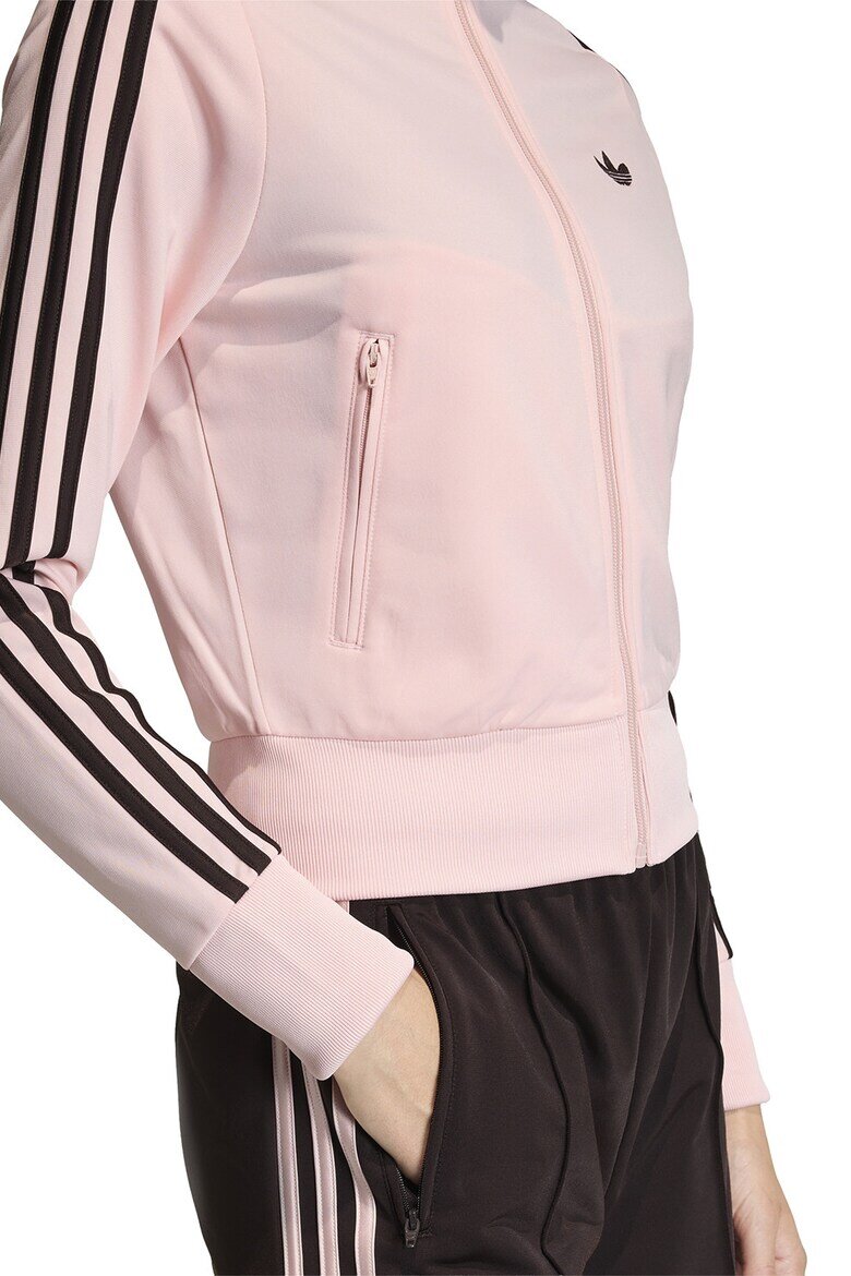 adidas Originals Суитшърт Classic с цип и лого Тъмнокафяв/Пастелнорозов