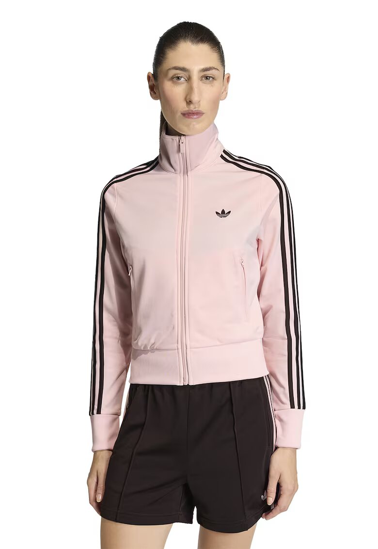 adidas Originals Суитшърт Classic с цип и лого - Тъмнокафяв/Пастелнорозов